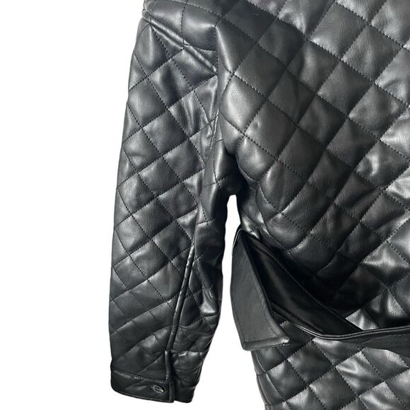 Top Shop Quinn Faux Leather Jacket Size UK 8/US 4 - Picture 8 of 10